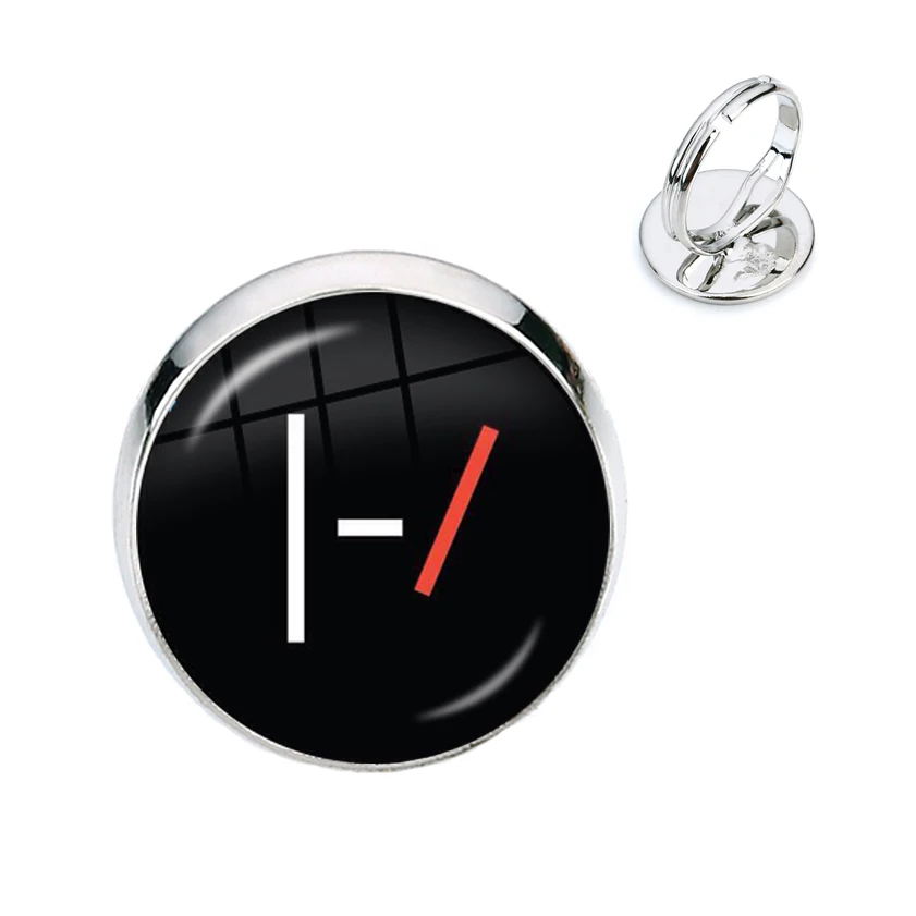 Hot Music Band Twenty One Pilots Glass Cabochon Rings Souvenir Trendy Rock Hiphop Collar Pins Kids Women Jewelry Fans Gift