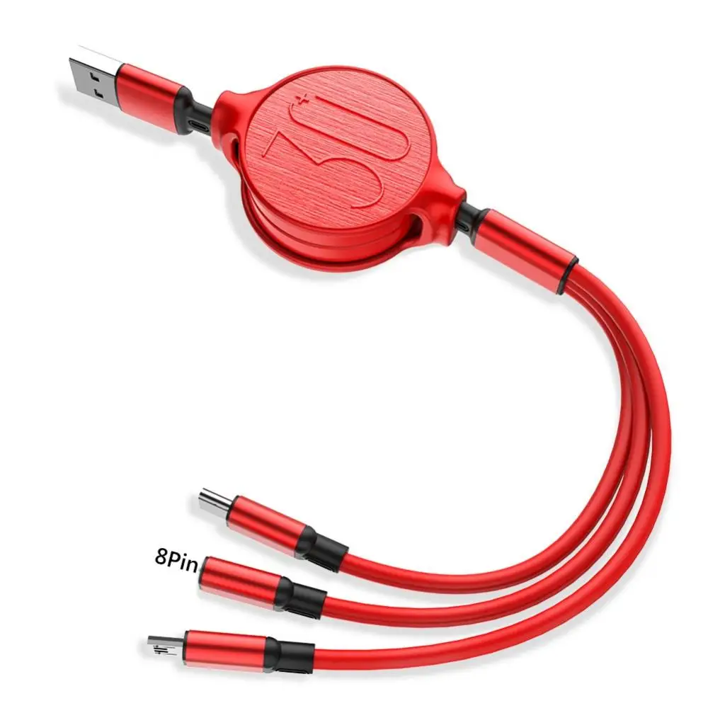 3 в 1 Выдвижной Кабель с разъемом Micro USB Type-C 3A Быстрый зарядный кабель для передачи