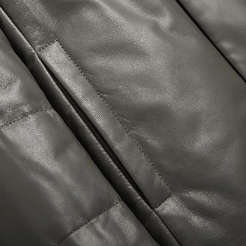 

Brand Genuine Leather Down Coat Men Winter Double Breasted Warm Thicken Slim Outerwear Fashion Plus Size Sheepskin Down Jacket