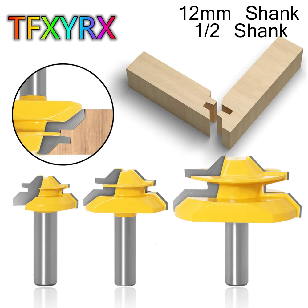 

1/3pcs 12mm 1/2inch Shank Lock Miter Router Bit 45 Degree Glue Joint Milling Tenon Cutter for Wood Woodworking Power Tools