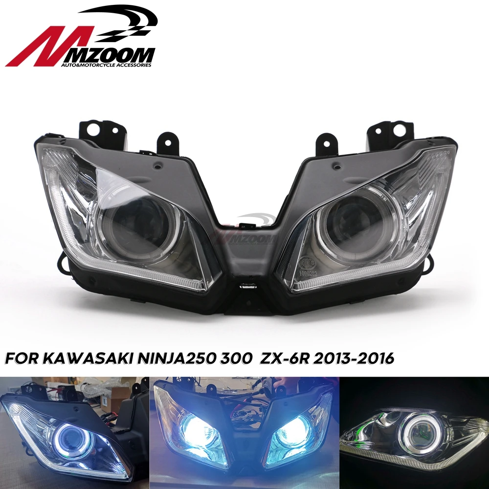 Ангельские глазки для Kawasaki NINJA 250 300 ZX6R ZX 6R NINJA250 NINJA300 HID проектор мотоциклетная фара