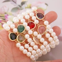 multicolor crystal pearl bracelet for women elasticity adjustable bracelet vintage bracelet
