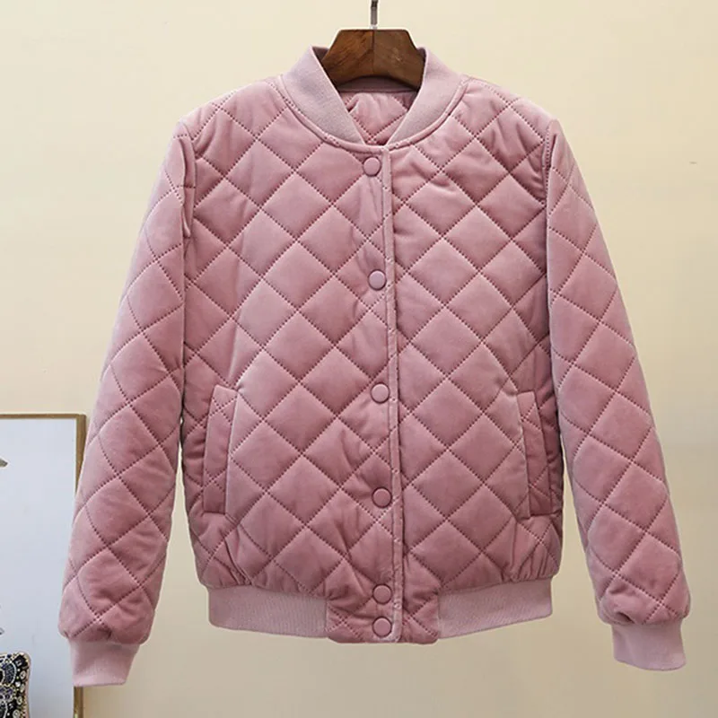 Женское хлопковое пальто с золотым бархатным утеплителем зимняя короткая