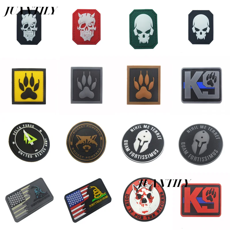 1 шт. ПВХ резиновые эпоксидные черепа браслет K9 сервис значок с собакой Epaulette патч