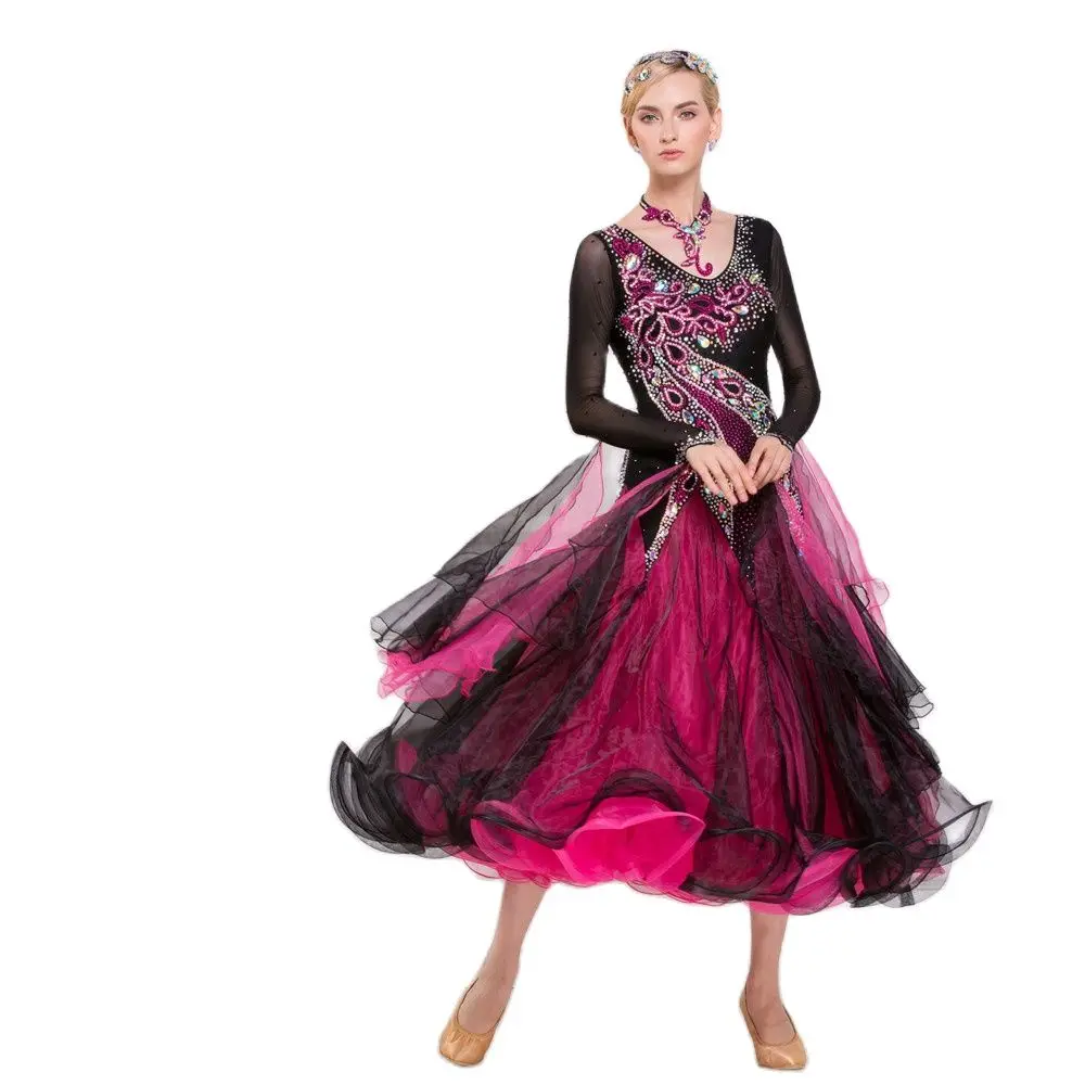 

B-16247 Custom Ballroom Dance Competition Dresses Standard Tango Waltz Dress Costume Women Flamenco Customize Smooth Dress
