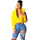 Глянцевая зимняя куртка 2019, Женская водолазка, однотонная облегающая женская пуховая куртка на молнии, водонепроницаемая верхняя одежда, плотная теплая Женская короткая парка