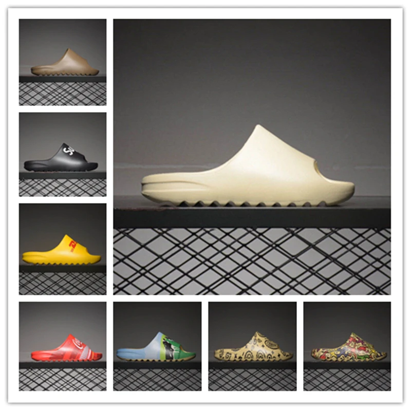 

Summer Women Slides Top Quality Cool Beach Slides Fashion Fish Mouth Flip Flops Mens Sandals Lightweight Bone White Yeez Slipper