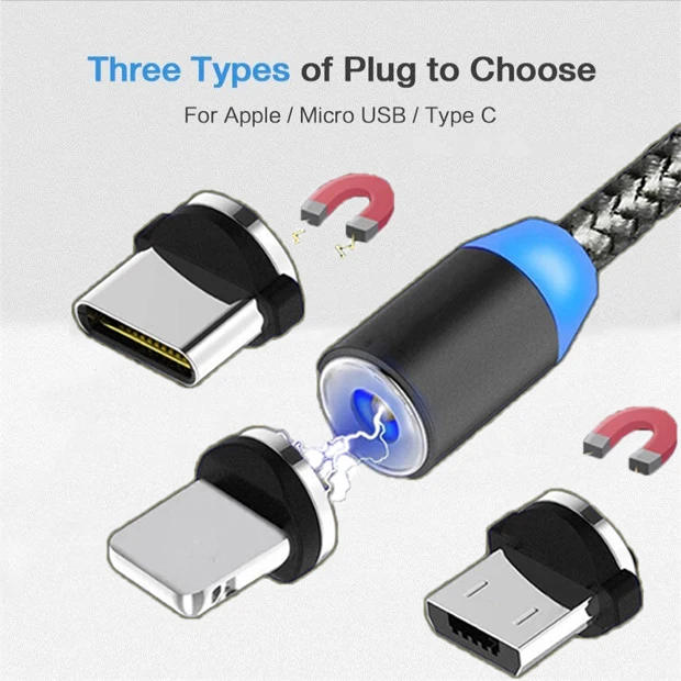Магнитный кабель Micro Usb Type C для быстрой зарядки зарядный провод iPhone IOS Android USB