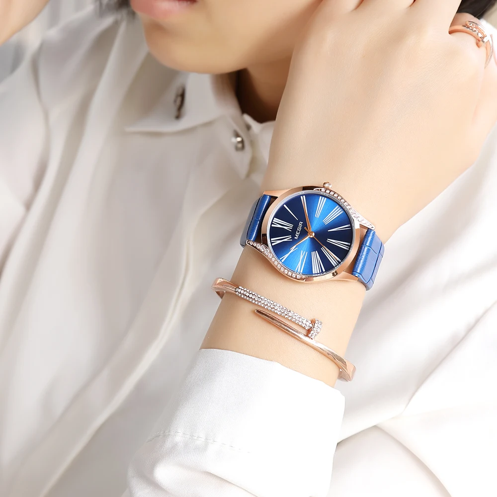 Часы наручные MEGIR женские кварцевые роскошные брендовые модные повседневные