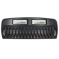 16 slot lcd display smart battery charger multi function fast charge and discharge ktv microphone charger
