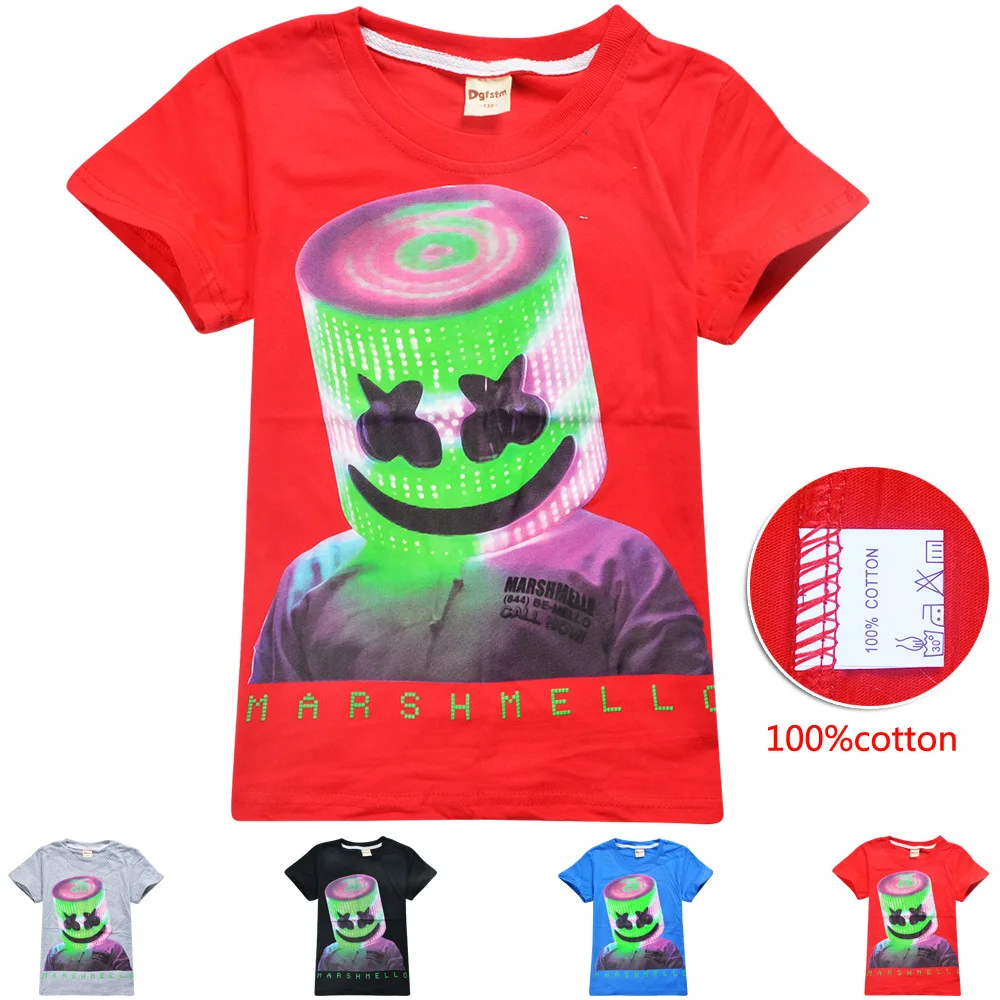 

Детская футболка с коротким рукавом Marshmelloing, летние модные топы для мальчиков и девочек, детская одежда для мальчиков от 5 до 12, повседневные ...