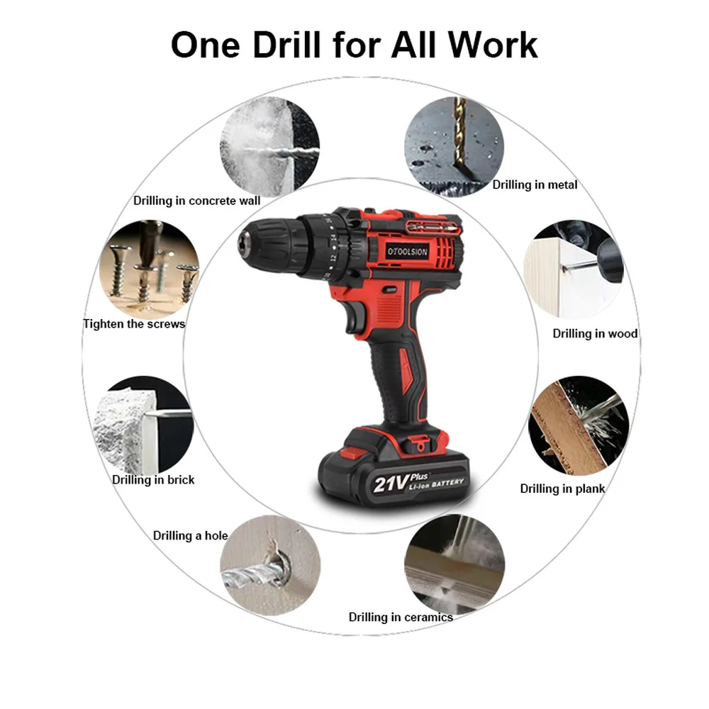 OTOOLSION 21V электрическая шуруповерт с переменной скоростью электрический