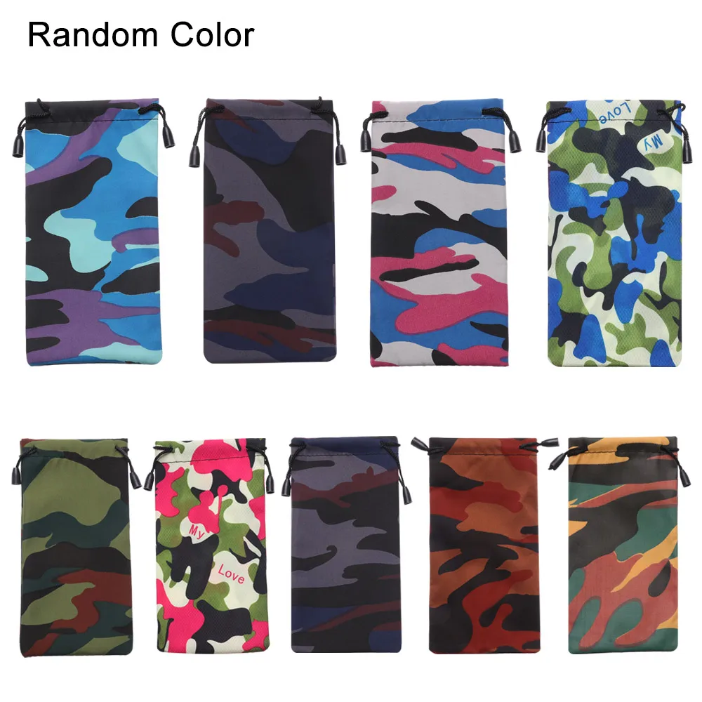 5 Pcs Random Модная однотонная сумка для солнцезащитных очков, переносная сумка на шнурке для очков, мягкая нежная тканевая сумка для очков, аксессуары для очков - Цвет: 5 Pcs Random