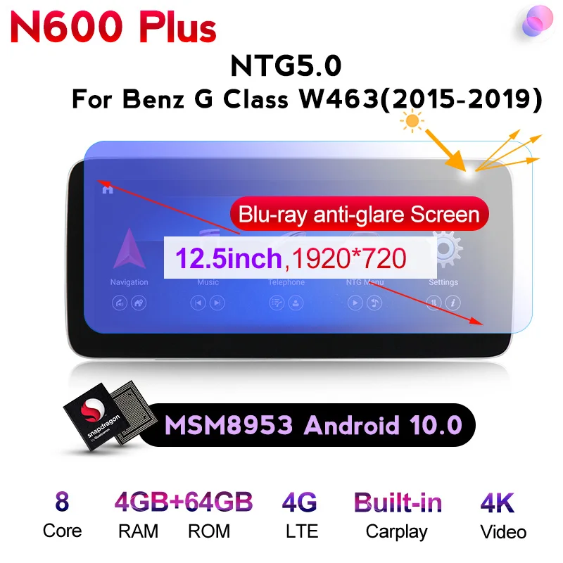 4glte ANDROID 10 4 + 64G автомобильный радиоприемник, мультимедийный плеер для Mercedes Benz G Class W461 W463 216 2017 2018 2019 GPS навигатор Carplay + авто
