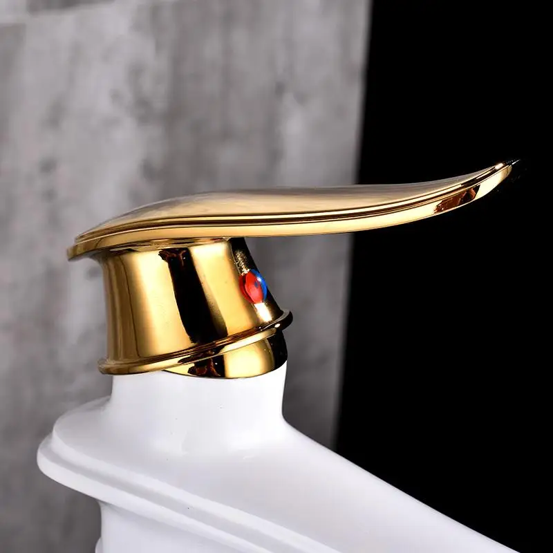 Кран для раковины кран ванной комнаты латунный белый золотой черный с одной