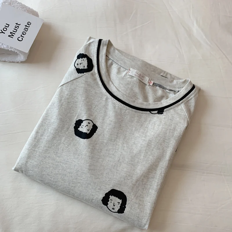 

Women's Spring And Autumn Night Dress Korean Version Of Long-sleeved Cotton Cute Girl Long Over-the-knee Nightdress Night Gown