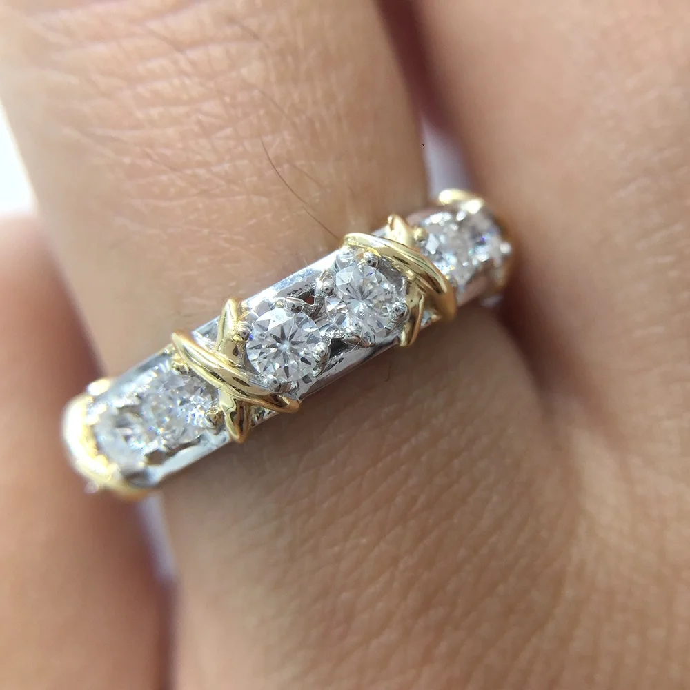 Вечность Серебряный цветной ремешок кольцо Обручальные кольца на годовщину для