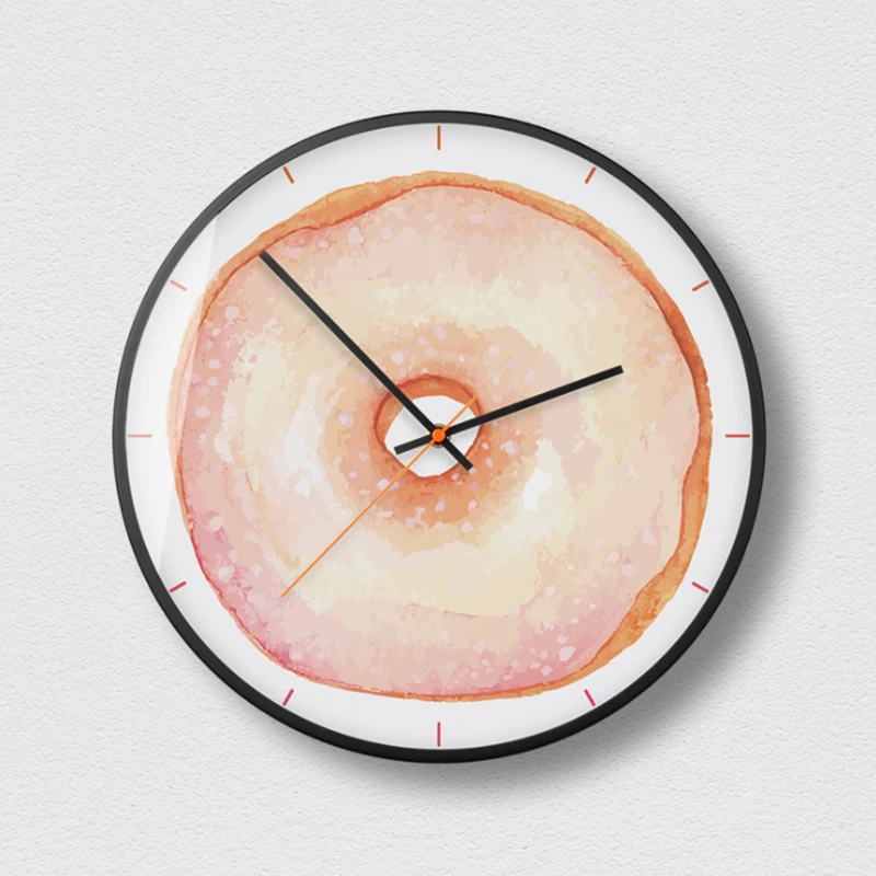 Донаты 3D Металлические Кварцевые Настенные Часы Для Домашнего Украшения Бесшумный Механизм Современный Дизайн Мут Duvar Saati On.