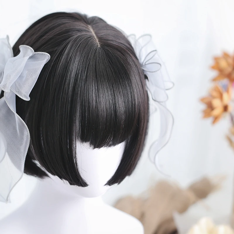 

LM Short BoBo Wig With Bangs for Women Synthetic Bobo Wigs Black Wig for Party Daily Use