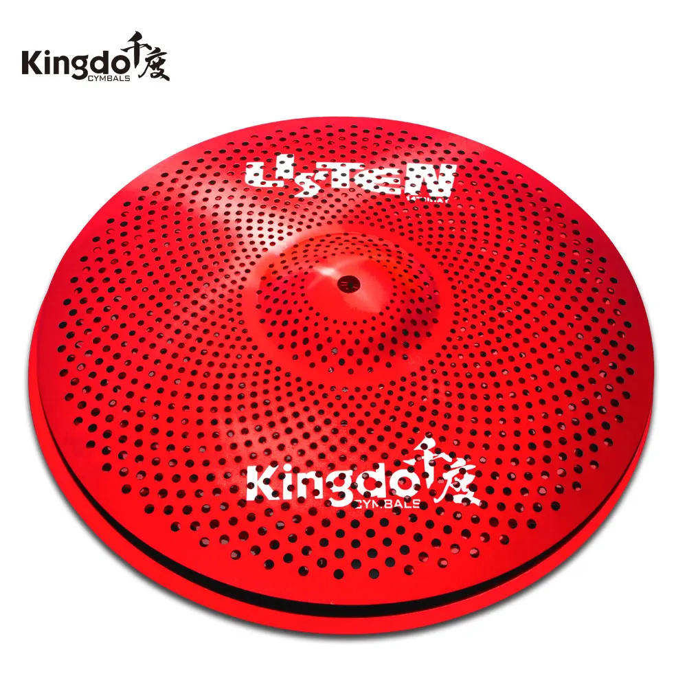 Kingdo red color low volume cymbals set 4pcs 14