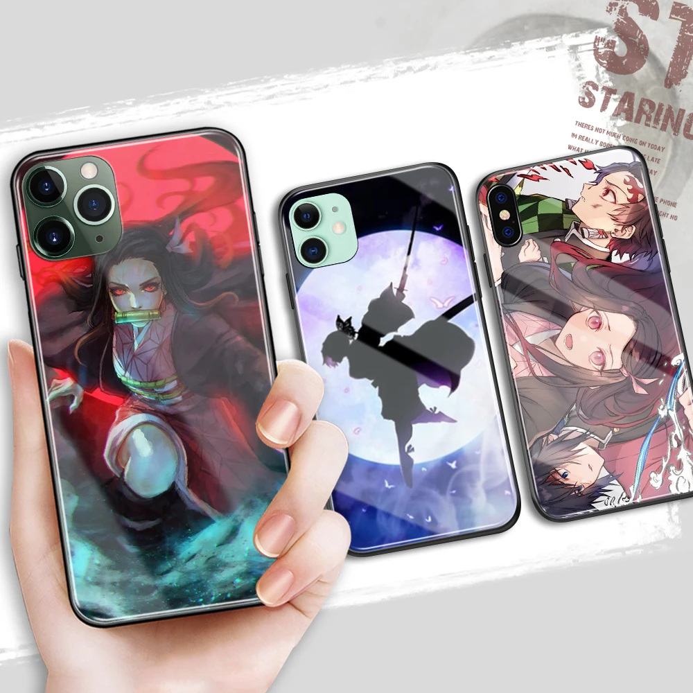 Kimetsu No Yaiba Demon Slayer стекло манга Nezuko Kochou Shinobu чехол для iPhone 6 6S 8 7 Plus X XR XS 11 12 13 Pro Max |