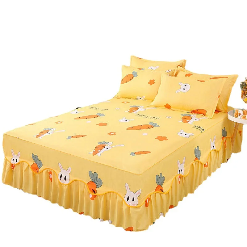 

Bed Skirt One-Piece Bedspread Skirt Princess Wind Simmons Protective Cover 1.5 Meters 1.8m Four Seasons General Plant and Flower