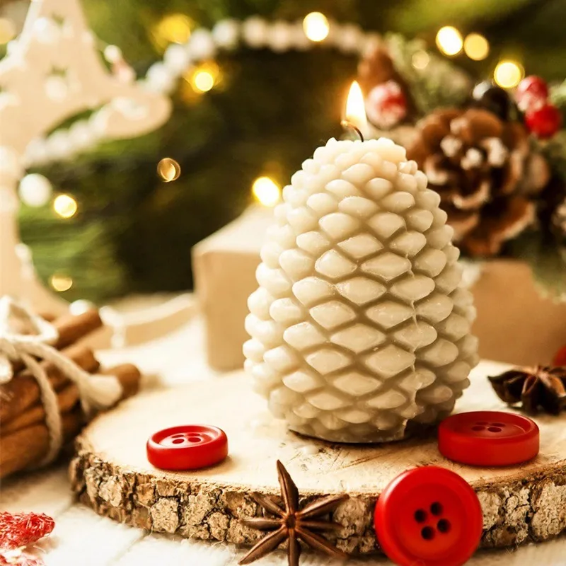 

DIY Christmas Pine Cone Silicone Candle Mold 3D Handmade Aromatherapy Candles Beeswax Making Mould for Kids Gift Home Decortion