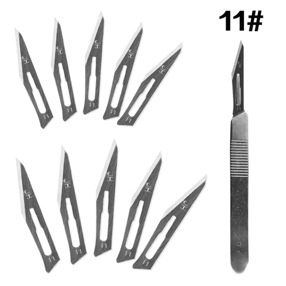 

Stainless Steel 1 Scalpel Handle 10 Scalpel Blades Utility Blade 23 # 11 #