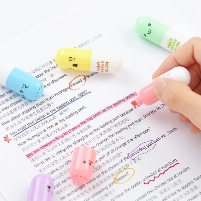 Creative pill Highlighter Color suit mark pen for student 18pcs free shipping