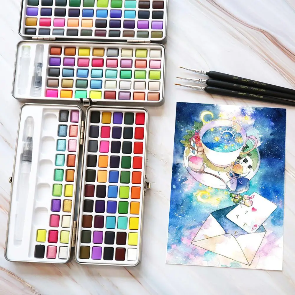 72 цвета сплошные акварельные краски в наборе Набор цветных красок основа и