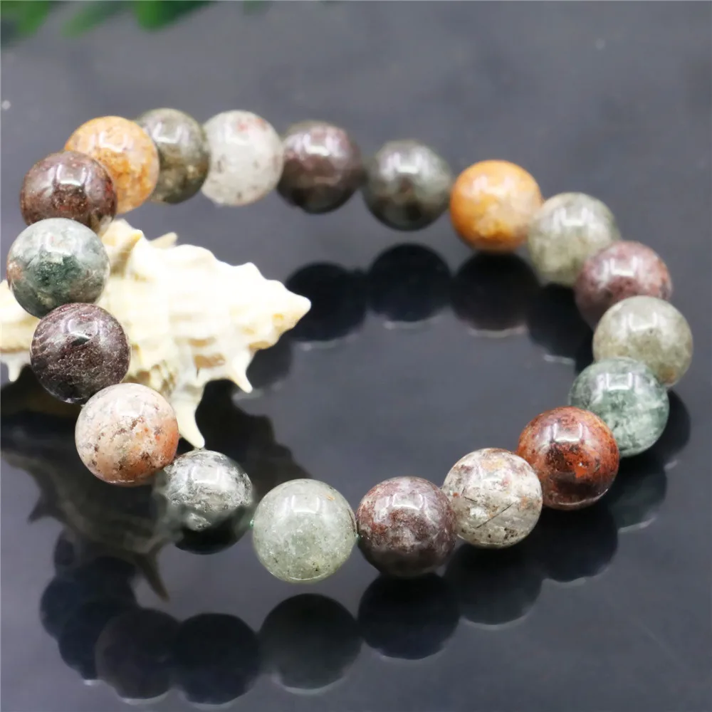 

12mm Natural Multicolor Round Ghost Stone Bracelet Women Men Girl DIY Hand Made Elastic Fashion Jewelry Making Design