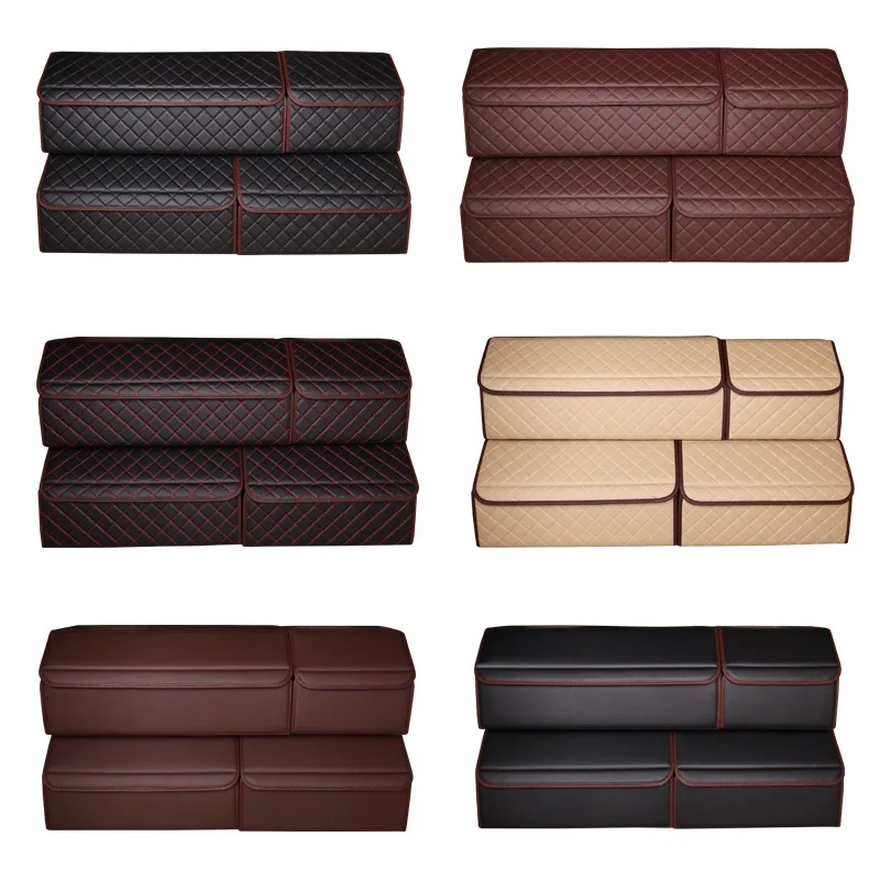 

Foldable Car Storage Stowing Tidying PU Leather Car Trunk Organizer Box Storage Bag Auto Trash Tool Bag