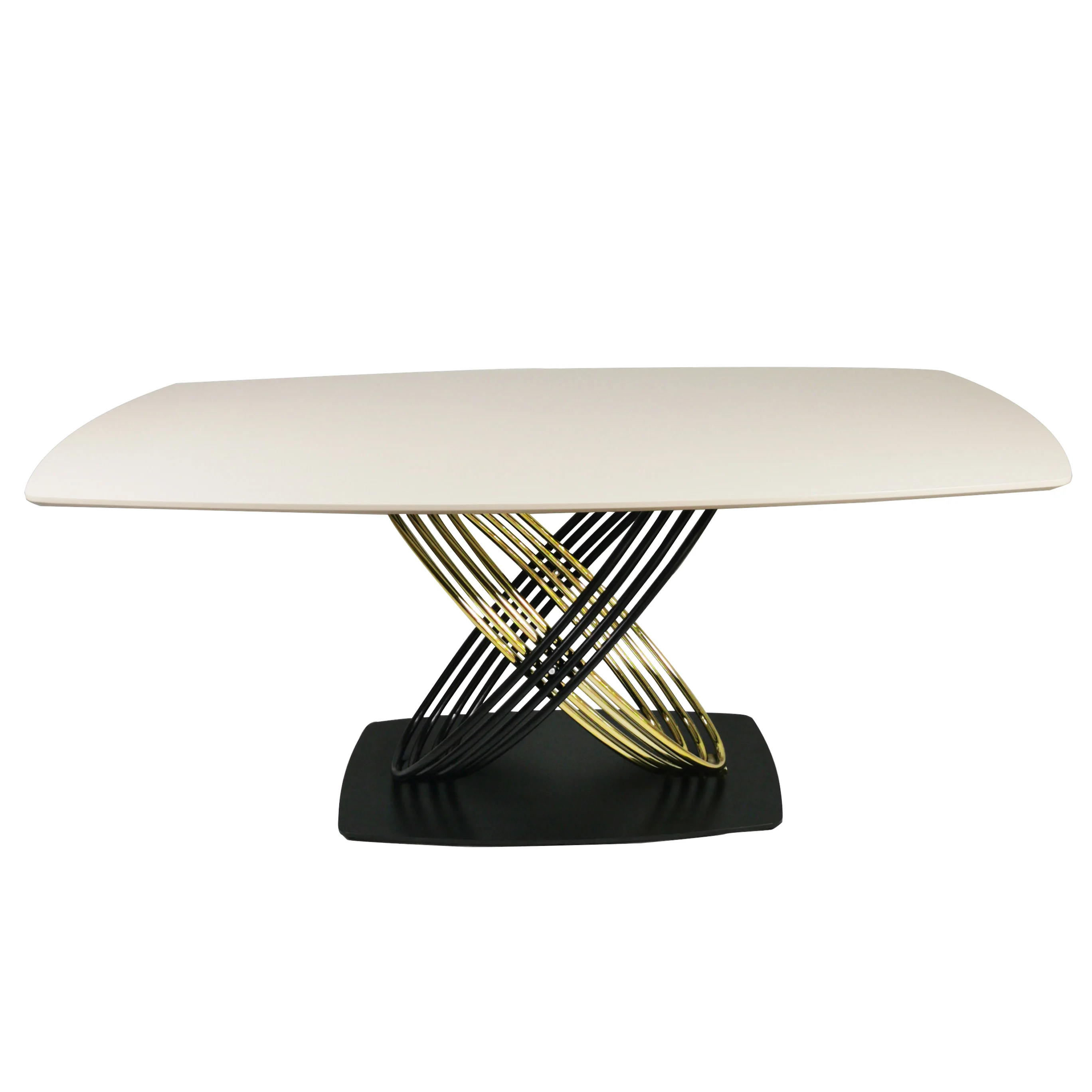 

ChinaFurniture Manufacturing Factory Modern Light Luxury MDF Board Table Top Stainless Steel Feet Dining Table