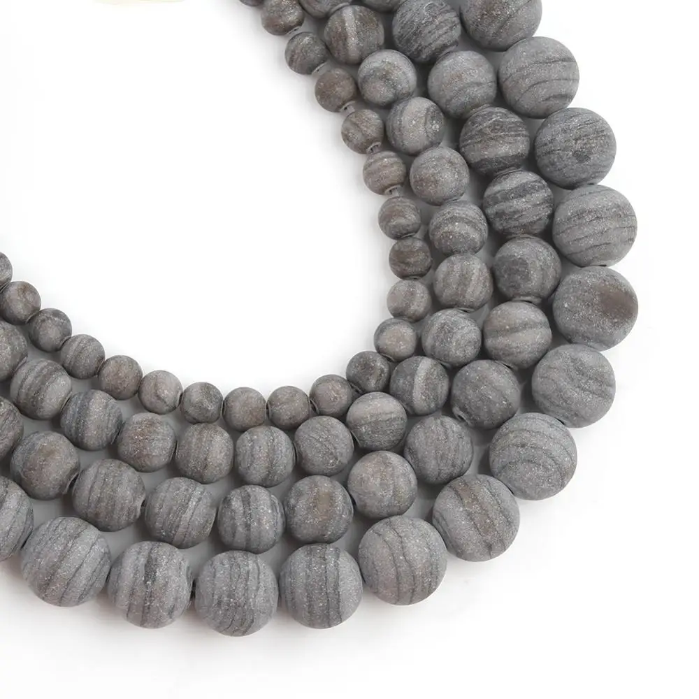

Natural Stone Matte Black Wood Jaspers Stone Beads 6/8/10/12mm Loose Spacer Beads For Jewelry Making Diy Bracelet Necklace 15"