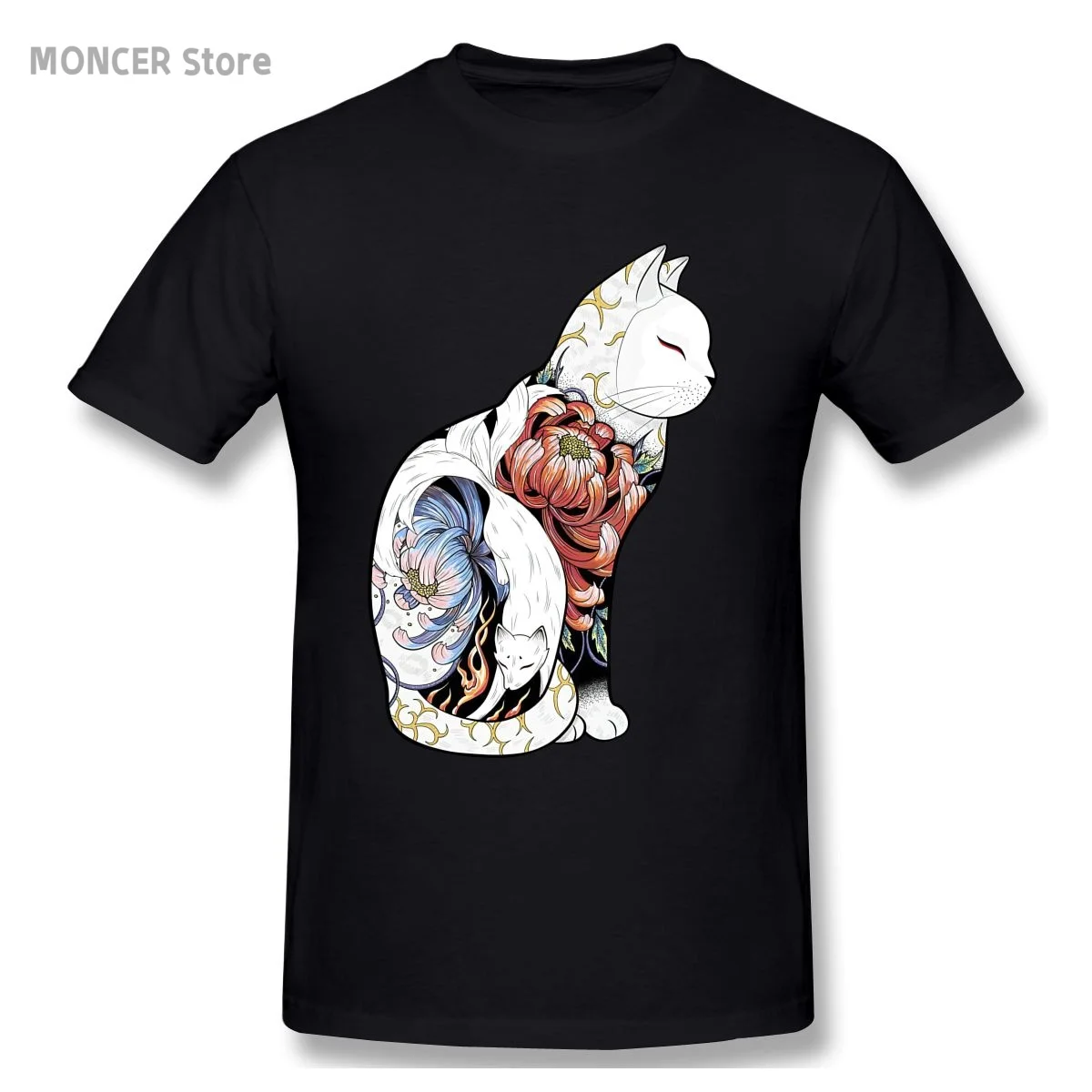 

Kitsune Cat Tattoo T Shirt Casual Man/women Tee T-Shirt Short Sleeve Cotton Tshirt