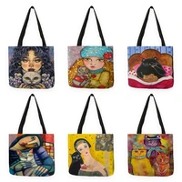 creative women cats series printing handbag lady shouler bag eco reusbale shopping bags totes for groceries b13071