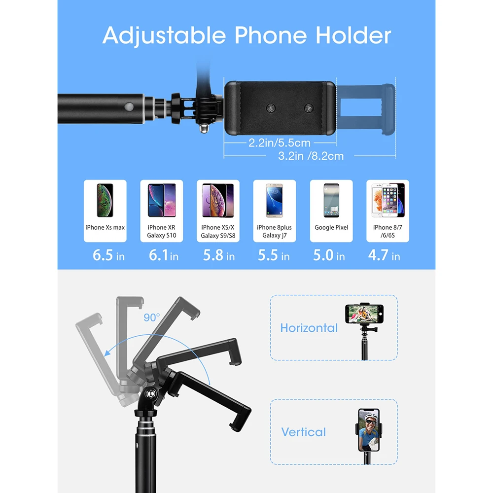 Mpow 074 Bluetooth селфи палка Выдвижная штатив со встроенным GoPro разъемом съемный
