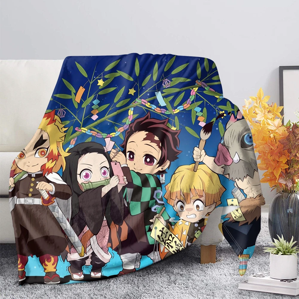 Upetstory Anime Demon Slayer Kimetsu No Yaiba Printed Soft Cozy Throw Flannel Fleece Blanket for Sofa All Season Warm Blanket