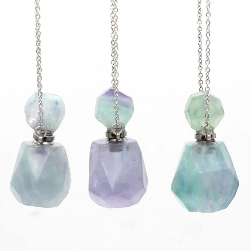 Ожерелье из натурального камня подвеска в виде бутылочки парфюма чакра кристалл