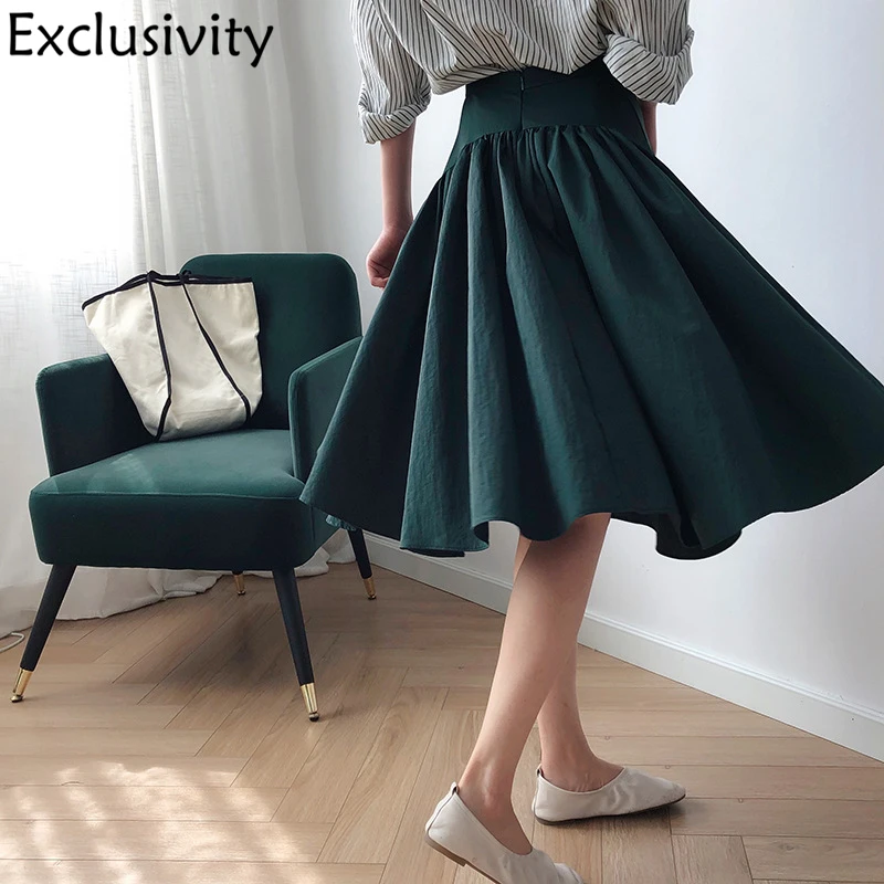 Женская плиссированная юбка с высокой талией на раннюю осень|Женские юбки| |