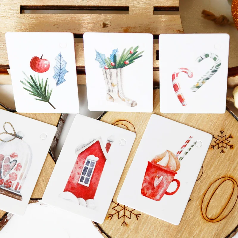 Бумажная бирка для подарка с Рождеством бумажная снеговик олень Дед Мороз