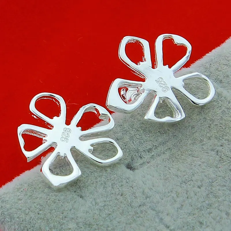 

Lovely 925 Sterling Silver Flower Charm Earrings For Women Girls Fashion Jewelry Wedding Party Earrings Gifts