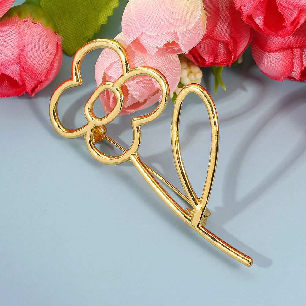 Золотистая брошь из сплава с полыми цветами ювелирные изделия корейский