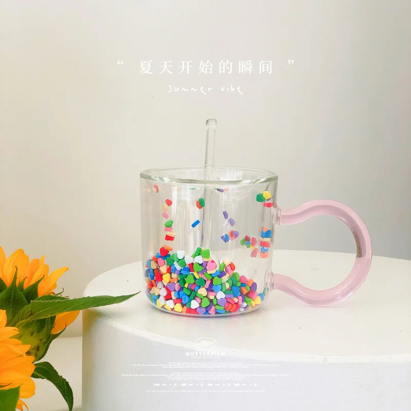 

Girl Small Coffee Glass Cup Art Creative Juice Cute Cup Summer Korean Expresso Dessert Tableware Copas De Vino Drinkware BK50BL