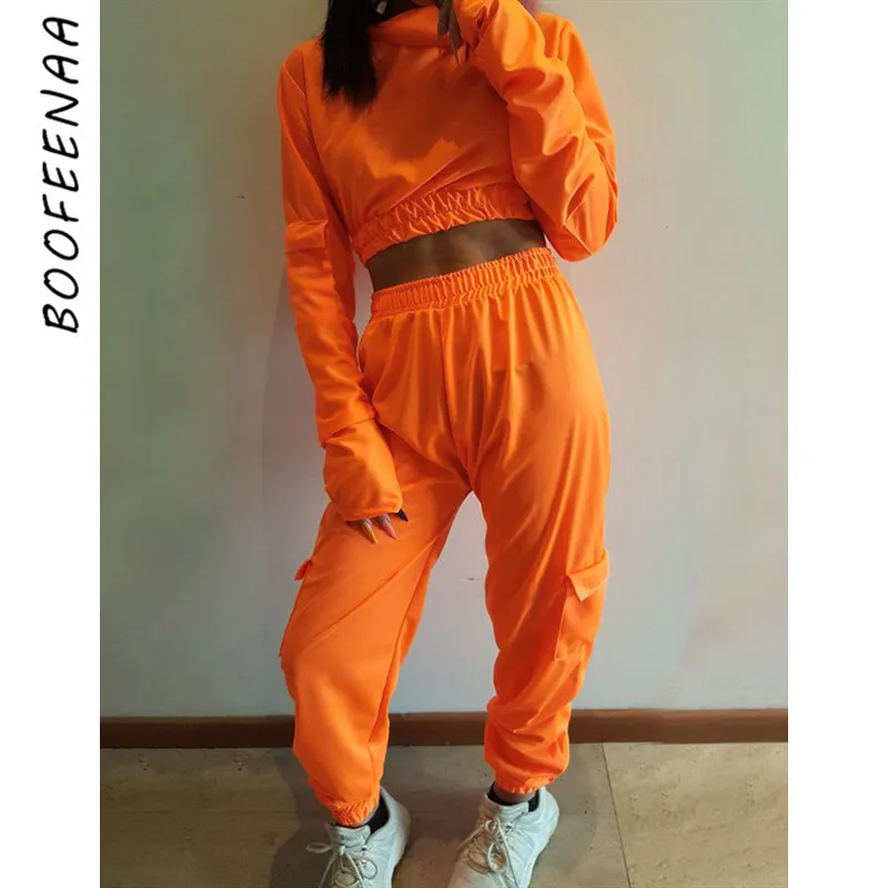 BOOFEENAA/Оранжевый Комплект из двух предметов топ и штаны одинаковые комплекты