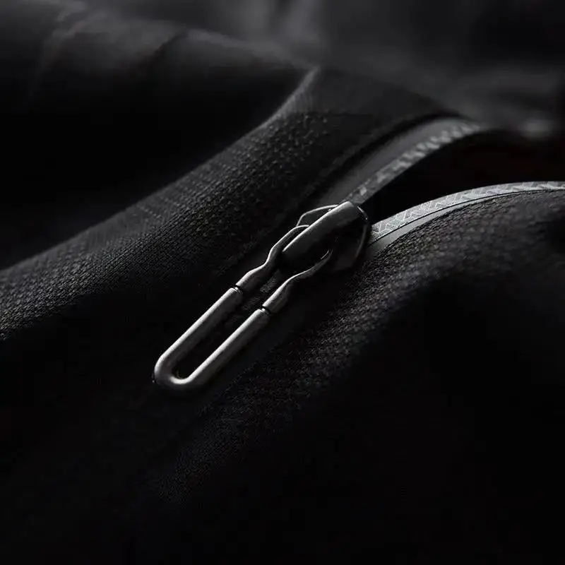

2021 new dark pattern short-sleeved hooded suit men's half zipper T-shirt two-piece summer leisure sports suit