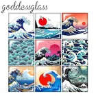 Новые Морские волны восходящие солнце Квадратные 10 шт. 12 мм20 мм25 мм30 мм фото стеклянный кабошон демонстрация плоская задняя сторона