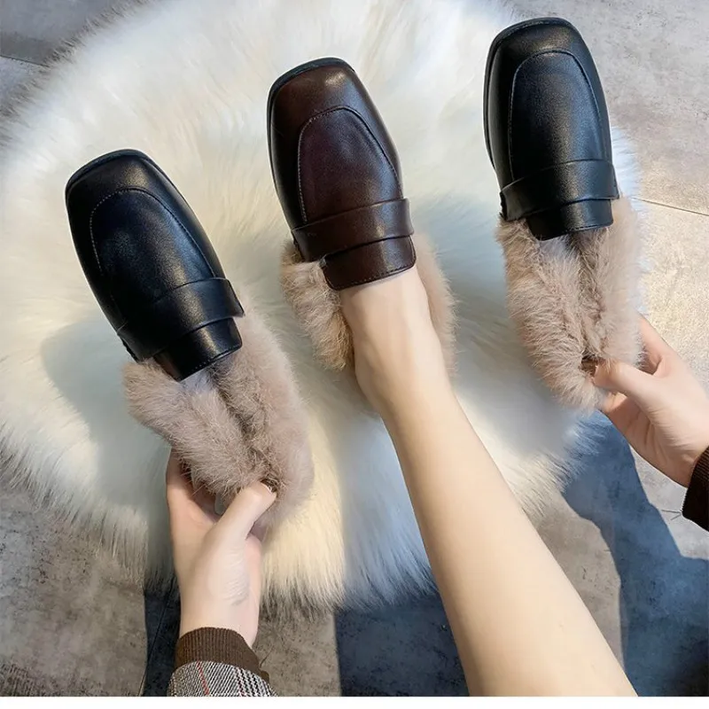 Natural Sheepskin Winter Warm Fur Slippers Women Home Shoes Indoor Slipper Luxury Wool Slippers Woman Casual Slippers