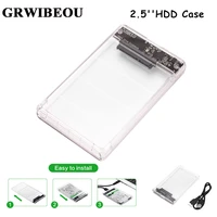 grwibeou usb3 0 hdd enclosure 2 5inch serial port sata ssd hard drive case support 2tb transparent mobile external hdd case