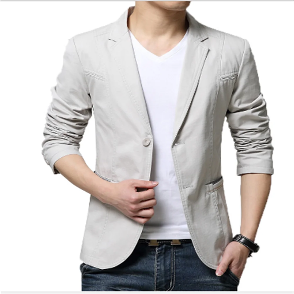 

Fashion New Spring Autumn Casual Cotton Lapel Suit Men's Slim Large Size Single-Breasted Long Sleeves Coat Outwear Tops Jackets